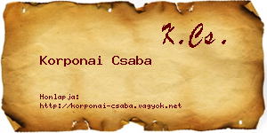 Korponai Csaba névjegykártya